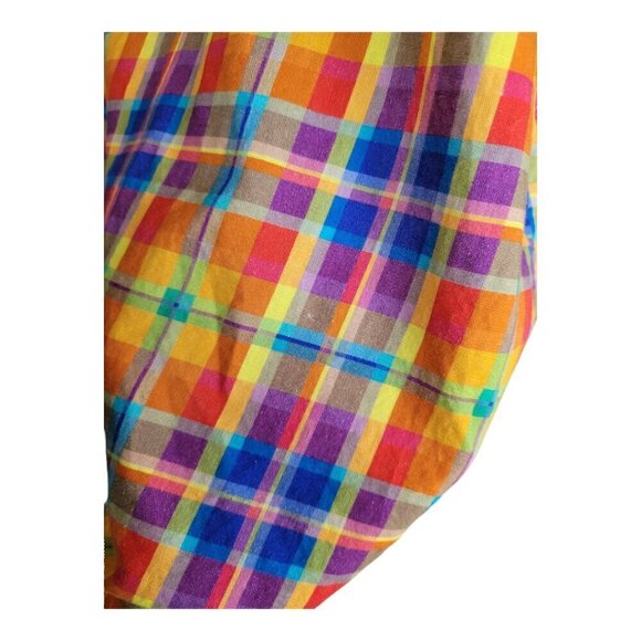 Oversized Rainbow Plaid Button-Up Dad Shirt XL by WeWoreWhat - Picture 8 of 11